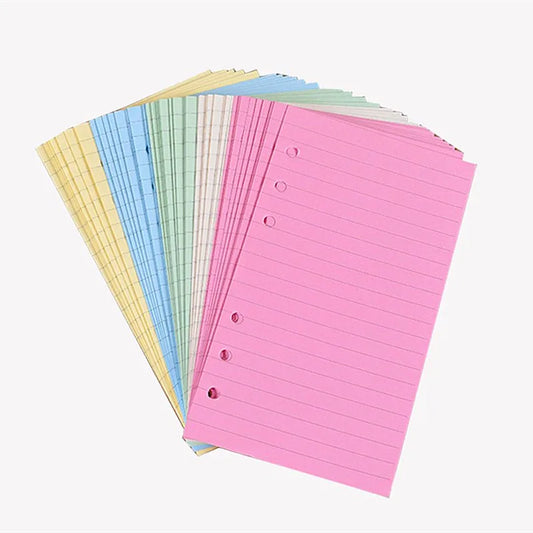 Recharges Feuilles Mobiles Colorées – 50 Feuilles, Quadrillé/Ligné/Uni, Format A5 A6 A7