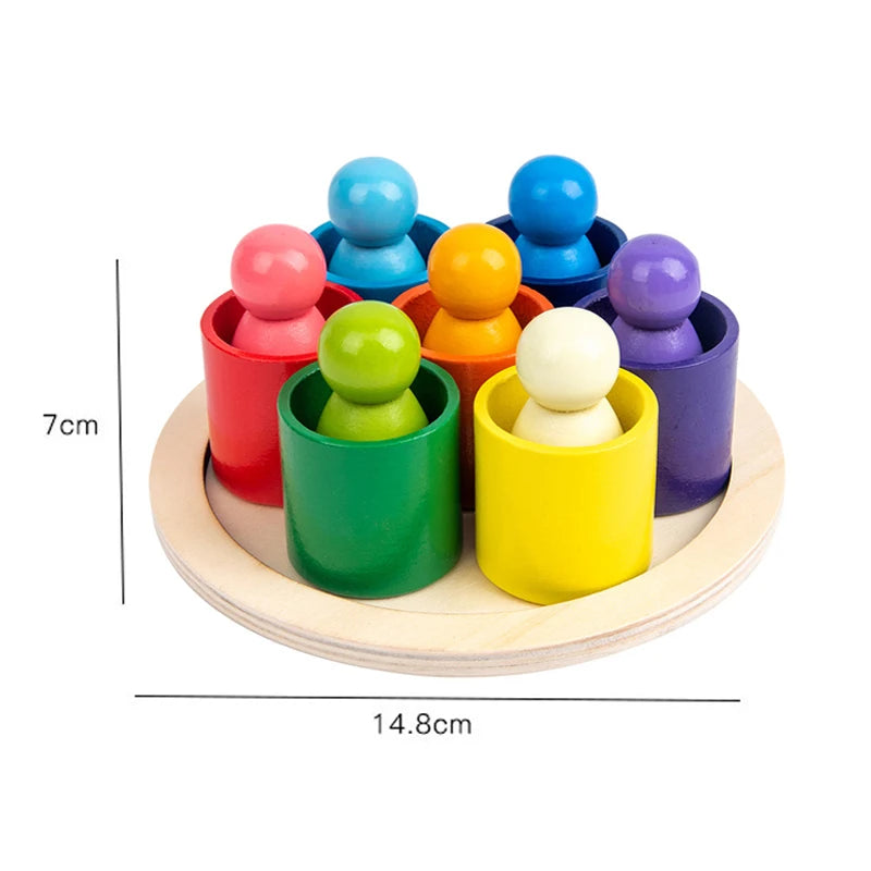 Blocs de Construction Montessori Bois Arc-en-ciel – Créatif, Colorés, Poli Main, Dès 18 Mois, Déco & Éveil, Cadeau Enfant