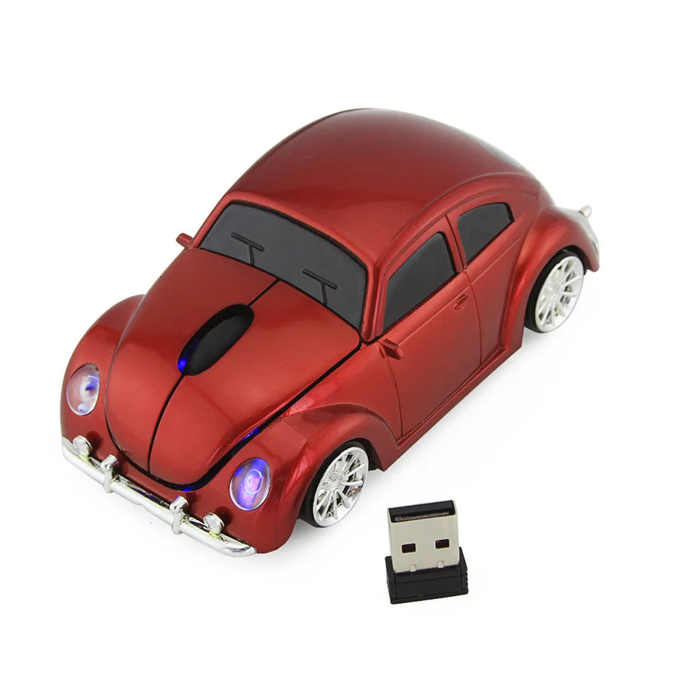 Souris Sans Fil Originale Forme Voiture – 2.4GHz, 4 Coloris Noir Rouge Bleu Jaune, Compatible PC Laptop, Cadeau Fun Gaming