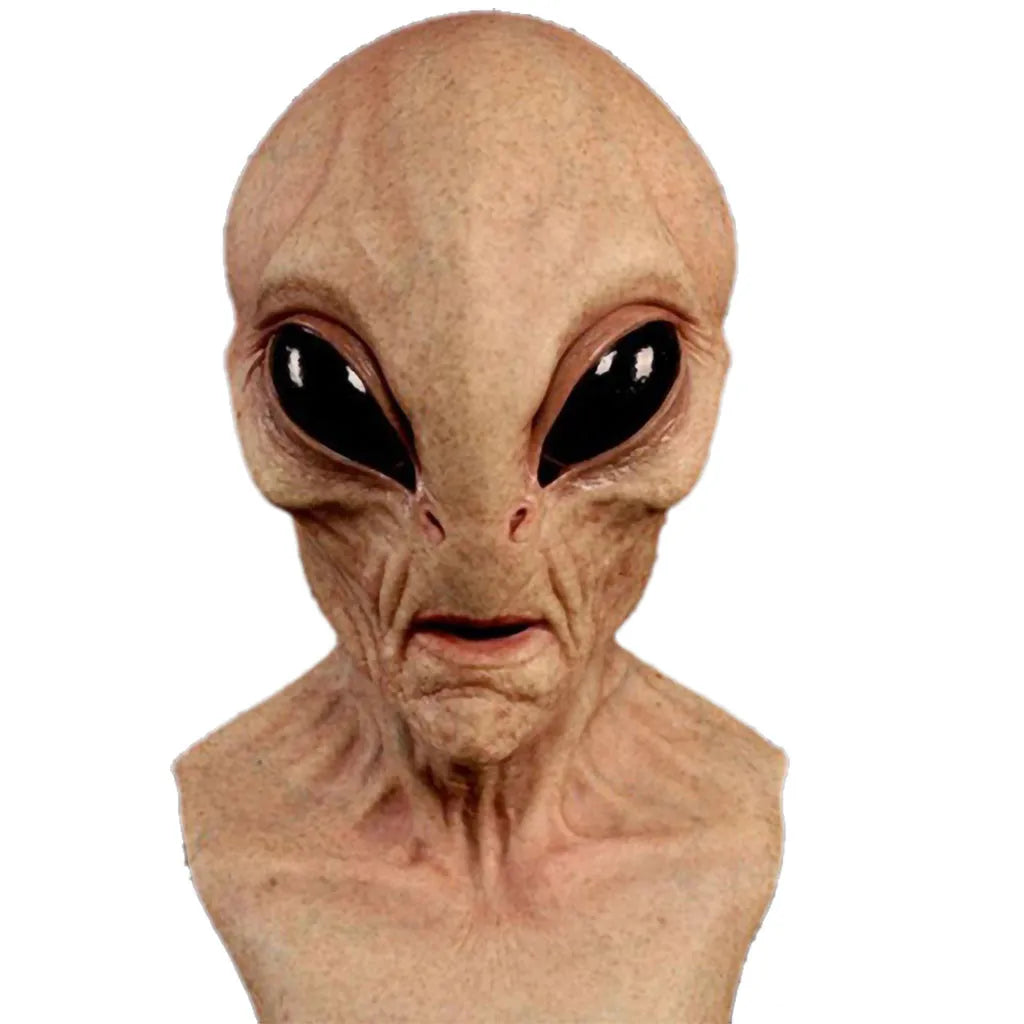 Masque Alien Tête Entière Halloween – Masque Horreur Monstre Grands Yeux, Émulsion Souple, Noir ou Gris