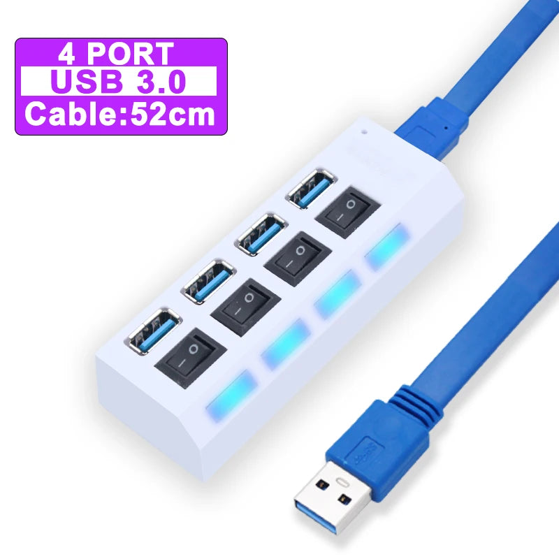 Hub USB 2.0 / 3.0 – Multiprise USB 4 ou 7 Ports avec Interrupteur pour PC
