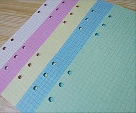 Recharges Feuilles Mobiles Colorées – 50 Feuilles, Quadrillé/Ligné/Uni, Format A5 A6 A7