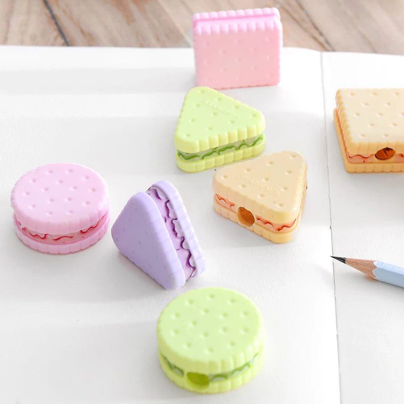 Taille-Crayon Cookie – Lot de 4, Couleurs Aléatoires