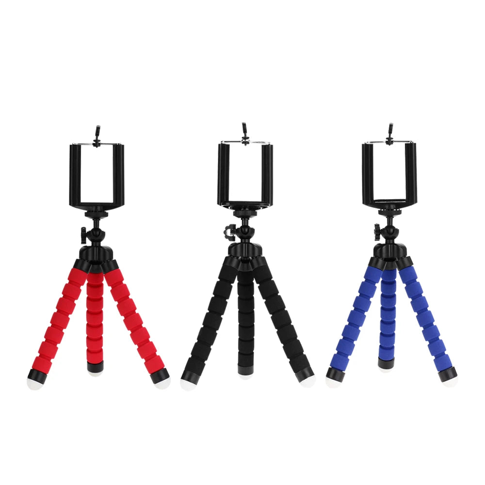 Mini Trépied Flexible Octopus pour Smartphone – Avec ou Sans Télécommande, Rouge, Bleu & Noir