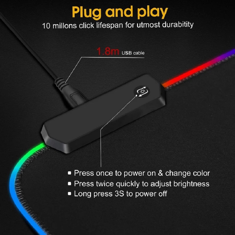 Grand Tapis de Souris Gaming RGB Carte du Monde – XXL Antidérapant, 2 Tailles (30x80 ou 40x90 cm), Raidisseur PC Bureau
