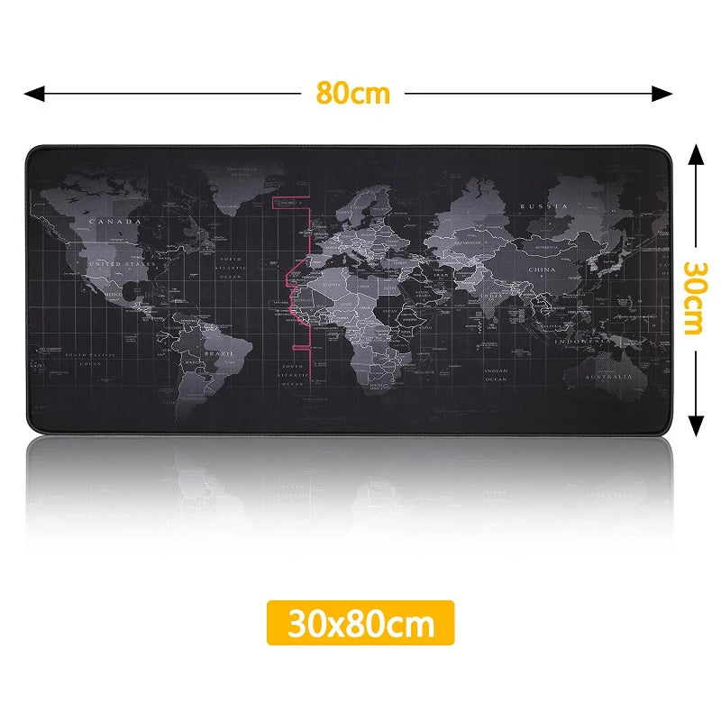 Grand Tapis de Souris Gaming RGB Carte du Monde – XXL Antidérapant, 2 Tailles (30x80 ou 40x90 cm), Raidisseur PC Bureau