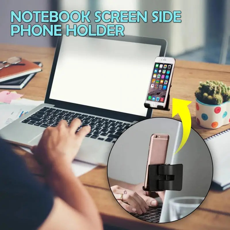 Support Téléphone Latéral pour Écran PC – Clip Ajustable Multi-écran | Noir