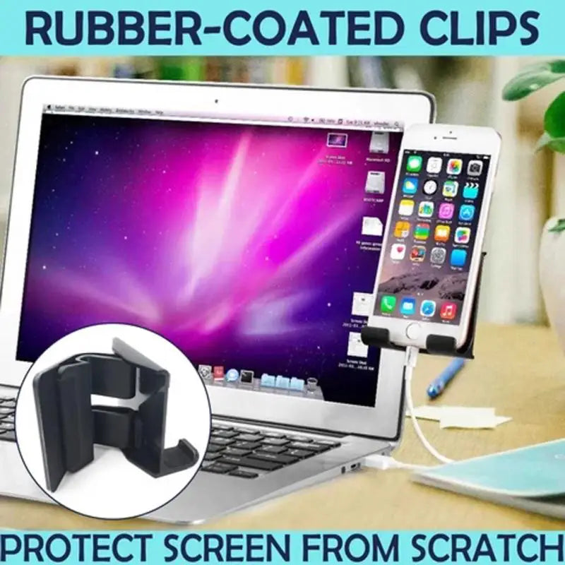 Support Téléphone Latéral pour Écran PC – Clip Ajustable Multi-écran | Noir