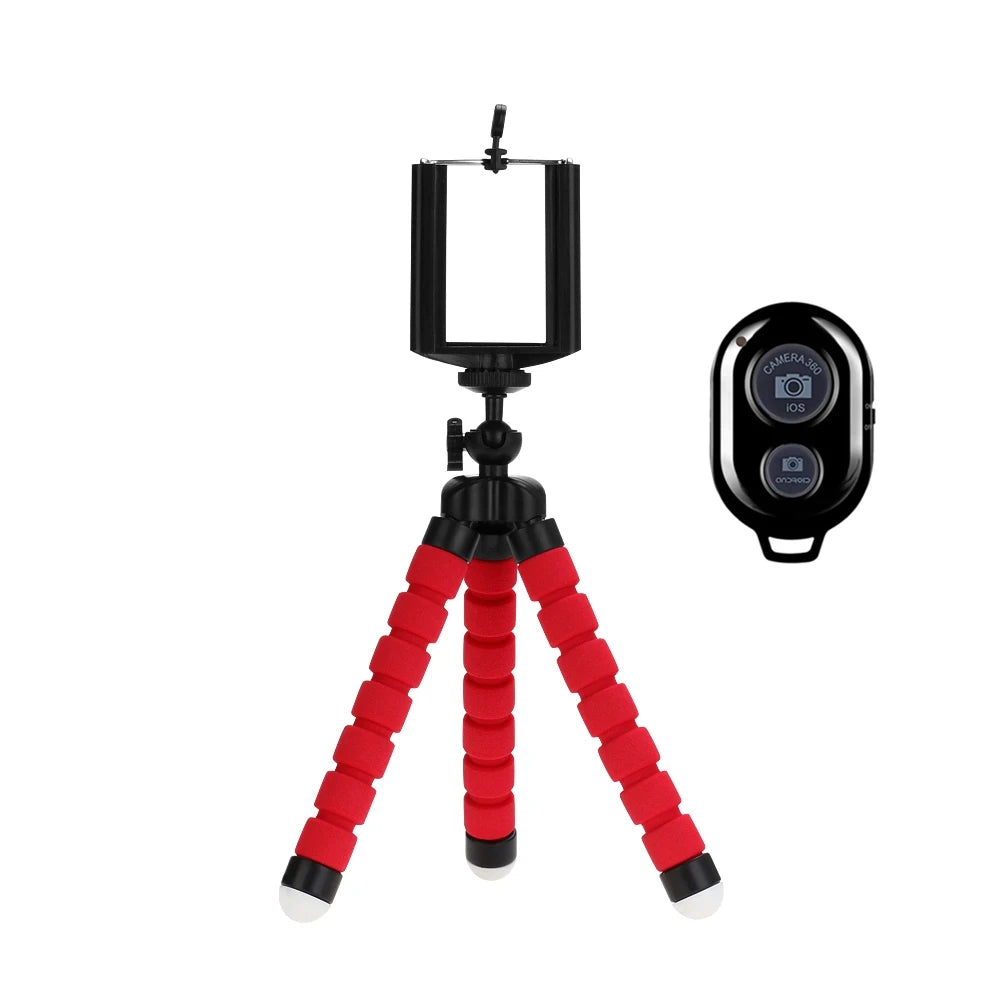 Mini Trépied Flexible Octopus pour Smartphone – Avec ou Sans Télécommande, Rouge, Bleu & Noir