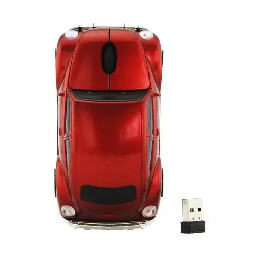 Souris Sans Fil Originale Forme Voiture – 2.4GHz, 4 Coloris Noir Rouge Bleu Jaune, Compatible PC Laptop, Cadeau Fun Gaming