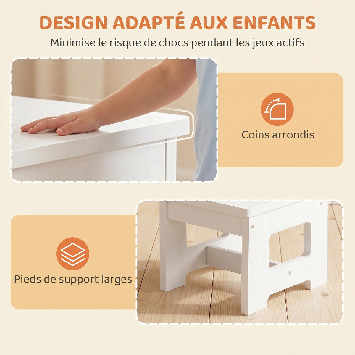 Ensemble Bureau & Chaise Enfant – Plateau Réversible Tableau Noir 2-en-1, MDF E1, Bords Arrondis, Blanc, 3-6 Ans