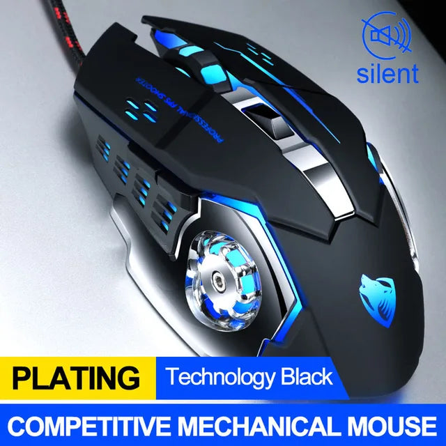 Souris Gaming Filaire LED – 6 Boutons, DPI 800-3200 Réglable, Câble USB 140cm, Silencieuse, PC & Laptop, Noir ou Blanc
