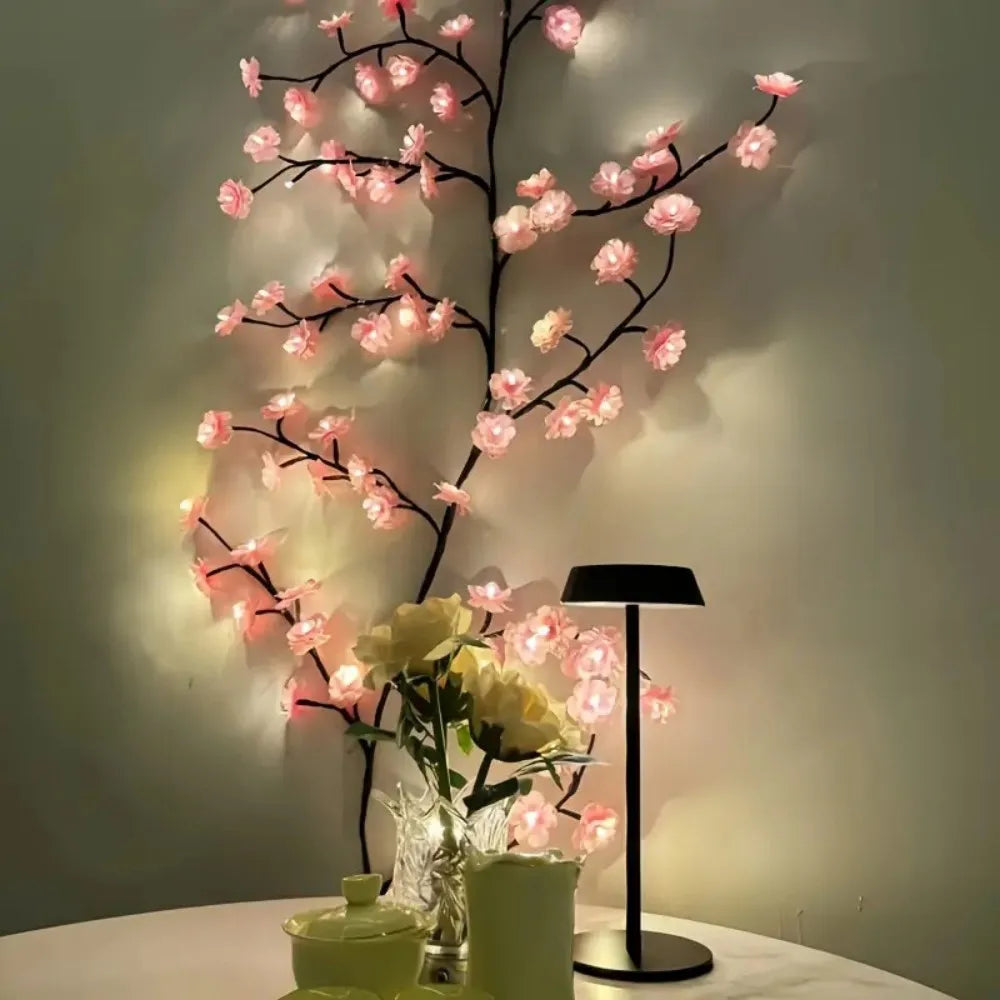 72/96/144LED Artificial Cherry Blossom Branch LED Lights, USB Powered Pink Flower Fairy Lights for Bedroom Aesthetic Decor