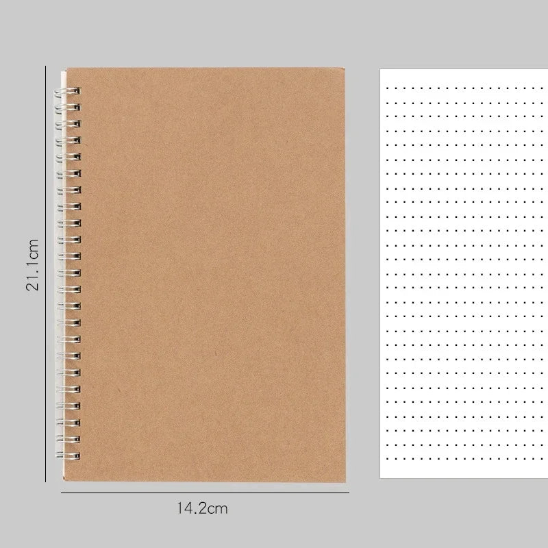 Carnet à Spirale Kraft – A4, A5 ou A6 – Ligné, Pointillés, Grille ou Blanc – Papier 80g