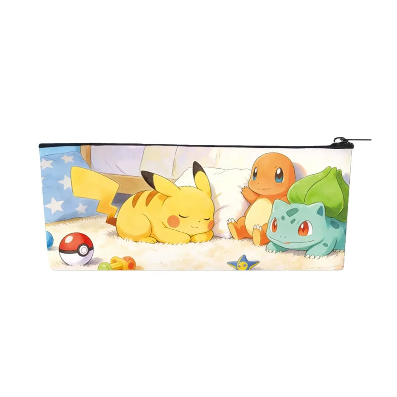 Trousse Pokémon Kawaii – Pikachu, Bulbizarre & Salameche, Simili Cuir, École & Bureau
