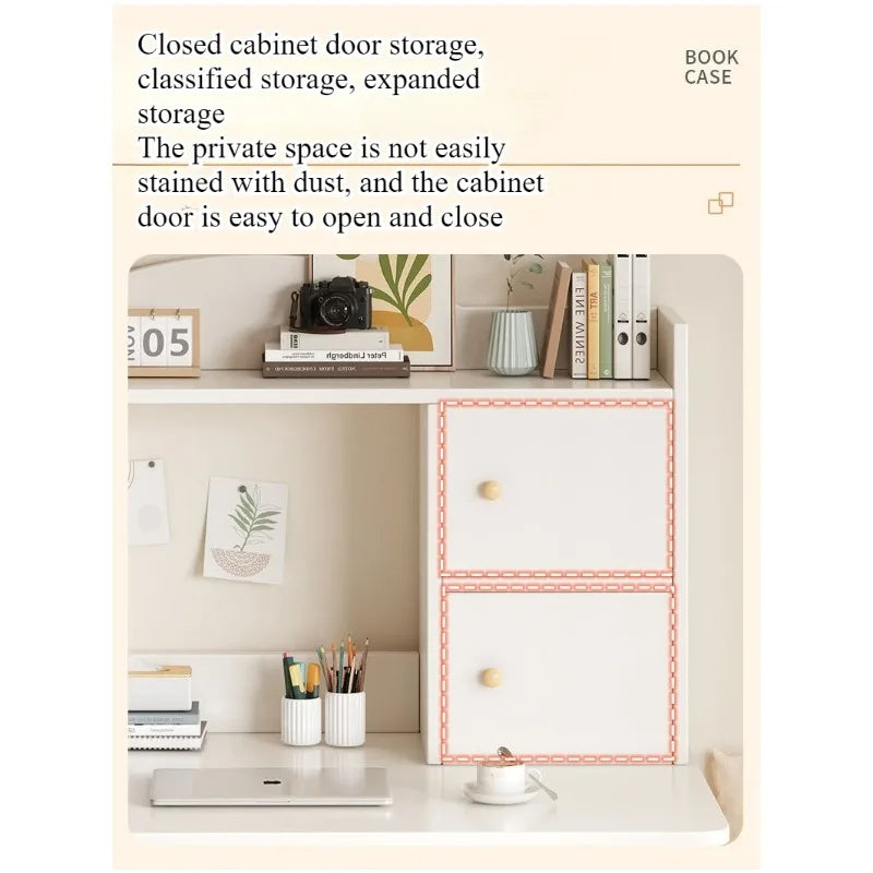 Bureau-Bibliothèque Intégré – Bureau Étudiant avec Rangement, 80 ou 100 cm