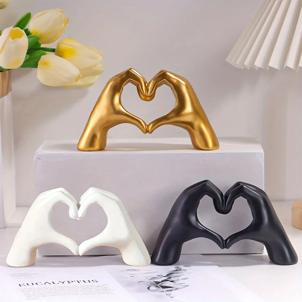 Sculpture Geste d’Amour en Résine – Déco Nordique Luxe, Bureau Maison Cadeau