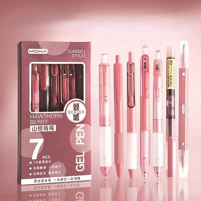 Lot de 7 Stylos Gel Transparents 0,5 mm – Minimaliste, Signature, Bureau & École, 6 Coloris