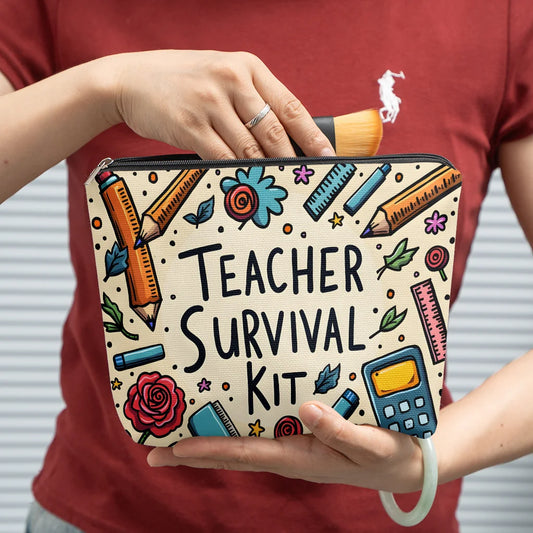 Pochette Zippée « Kit de Survie de l’Enseignant » – Trousse Cadeau Professeur