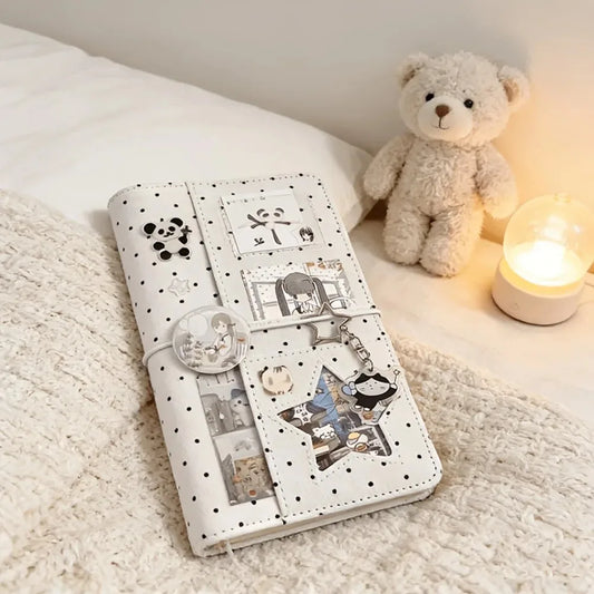 Classeur A6 en Tissu à Pois – Carnet à Feuilles Mobiles – Scrapbook & Planner – Cadeau