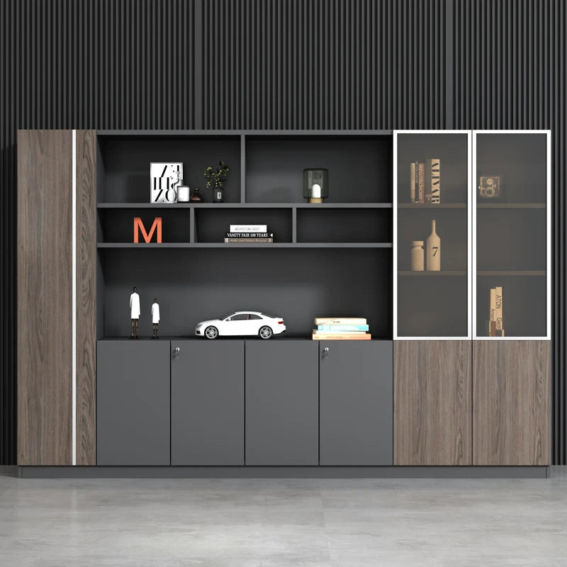 Bibliothèque de Bureau Modulable avec LED et Tiroirs – 7 Tailles, 0,8 m à 3,2 m