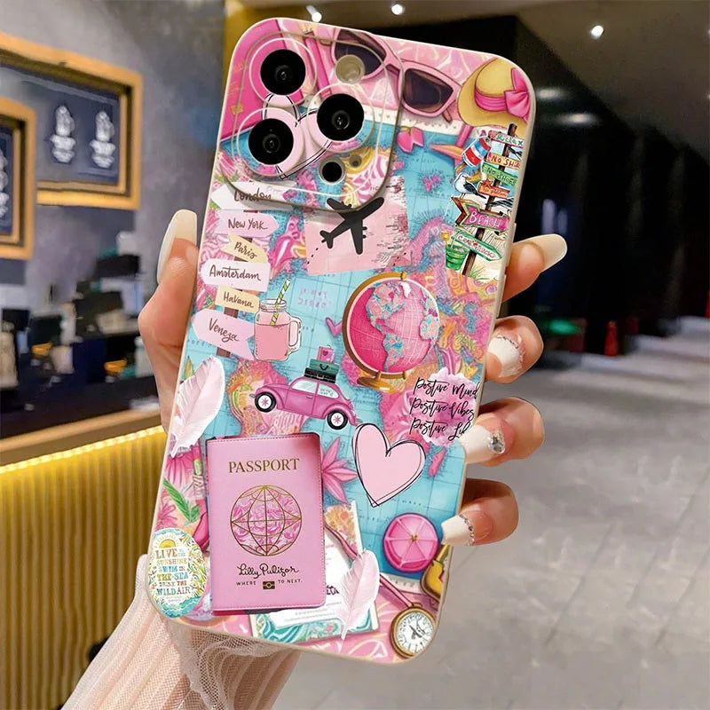 Coque Mate Imprimée Avion & Voyage pour iPhone – Antichoc, Compatible iPhone 11 à 17 Pro Max