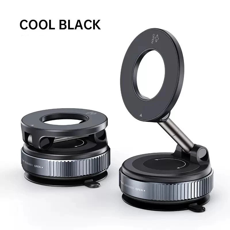 Support Téléphone Magnétique Pliable 360° – Bureau & Voiture, Ventouse, Blanc & Noir