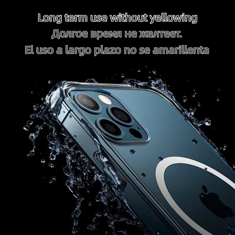 Coque Magnétique MagSafe pour iPhone – Bords Droits, Recharge Sans Fil, Compatible iPhone X à 16 Pro Max