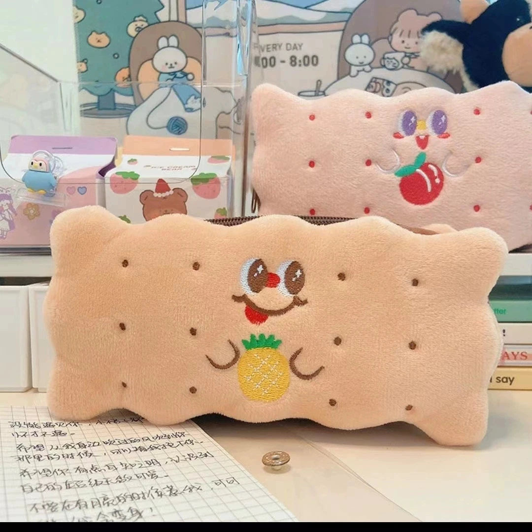 Trousse Biscuit en Peluche – Grande Capacité, 5 Designs Gourmands