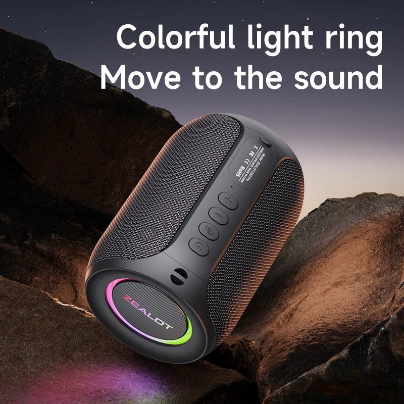 Enceinte Bluetooth Puissante Zealot S32 Pro – Basses, LED, Waterproof, Extérieur & Maison