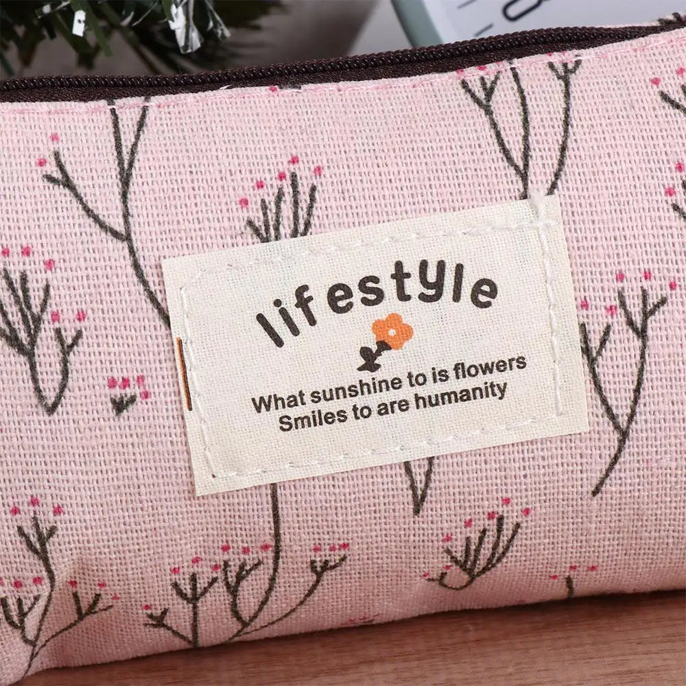 Trousse en Canvas – Pochette Zippée École & Maquillage, 4 Coloris
