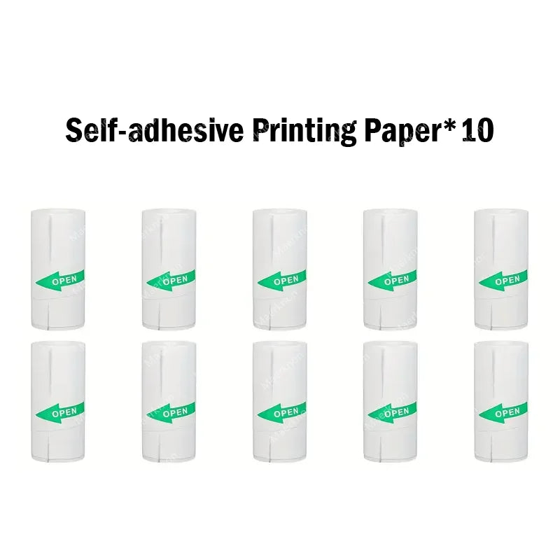 Rouleaux Papier Mini Imprimante Thermique – Lot de 10, 57mm, Autocollant ou Blanc