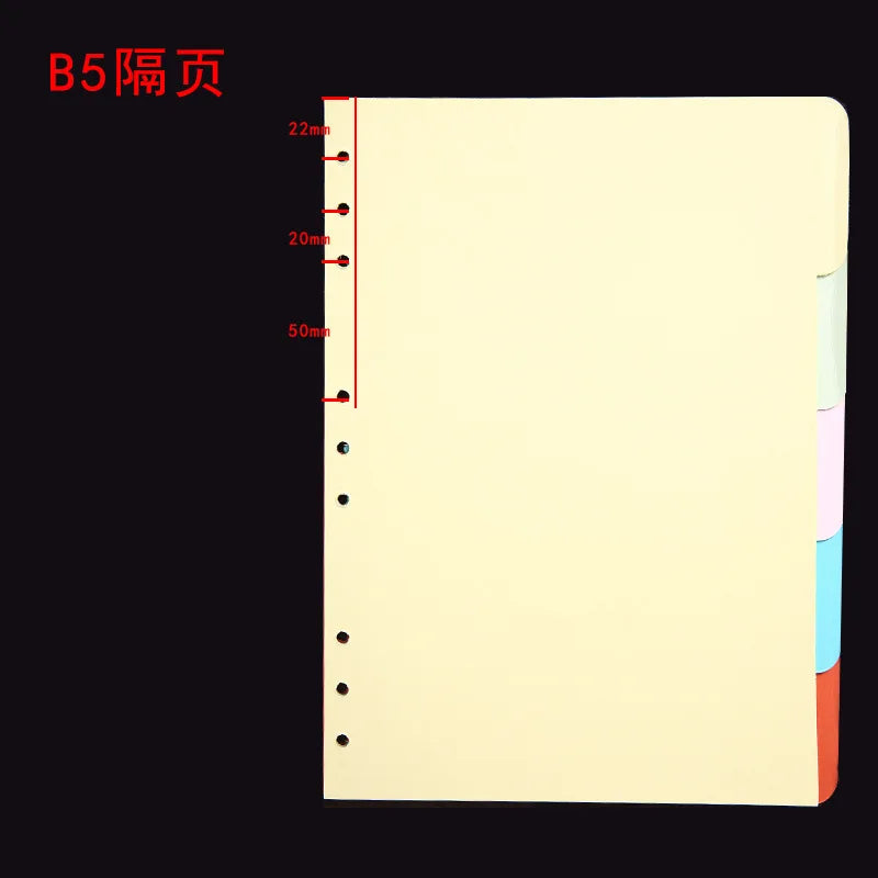 Intercalaires pour Feuilles Mobiles – Formats A4, A5, A6, A7, B5, M5 – Classeur & Agenda