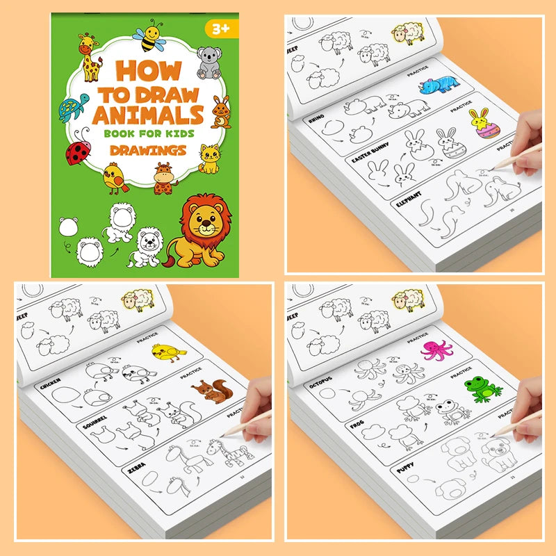 Livre de Dessin Étape par Étape – Comment Dessiner des Animaux – Enfants & Débutants