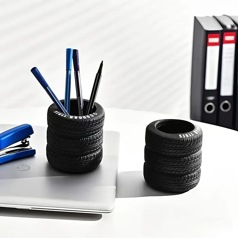 Porte-Stylos Forme Pneu de Voiture – Organiseur Bureau Original – Style Fun & Déco