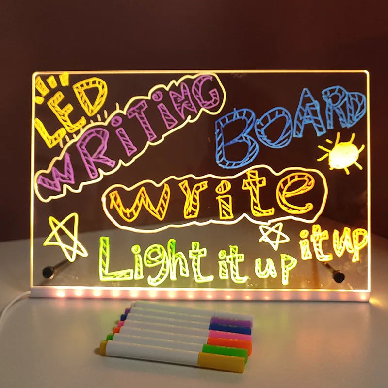Tableau LED Acrylique DIY Effaçable – Veilleuse Dessin Enfant