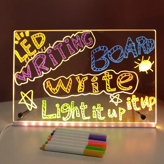 Tableau LED Acrylique DIY Effaçable – Veilleuse Dessin Enfant