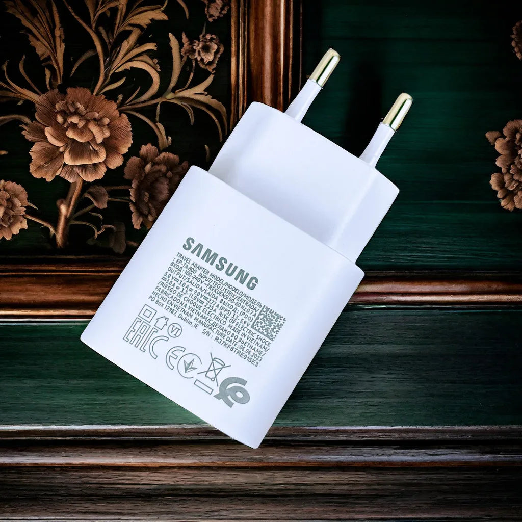 Chargeur Samsung Original 25W USB-C – Charge Super Rapide, Compatible Galaxy A & S Series, Noir & Blanc