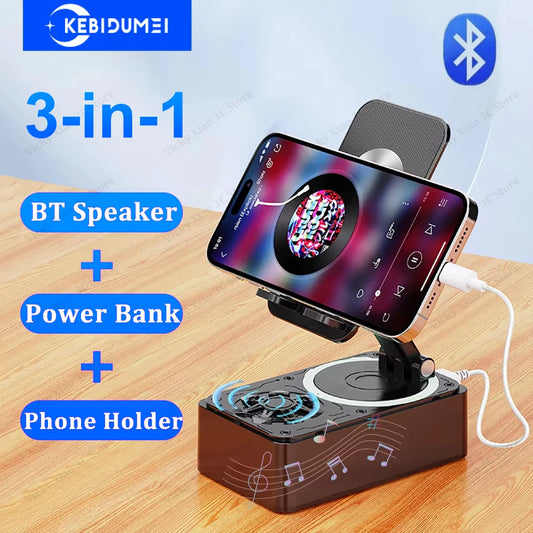 Enceinte Bluetooth 3-en-1 – Support Téléphone, Batterie Externe, Pliable, Antidérapant, Réunion & Live