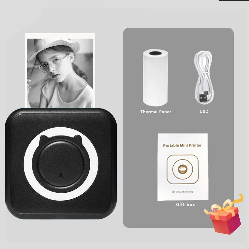 Mini Imprimante Thermique Portable – Bluetooth, Sans Encre, Photo & Étiquettes, 6 Couleurs