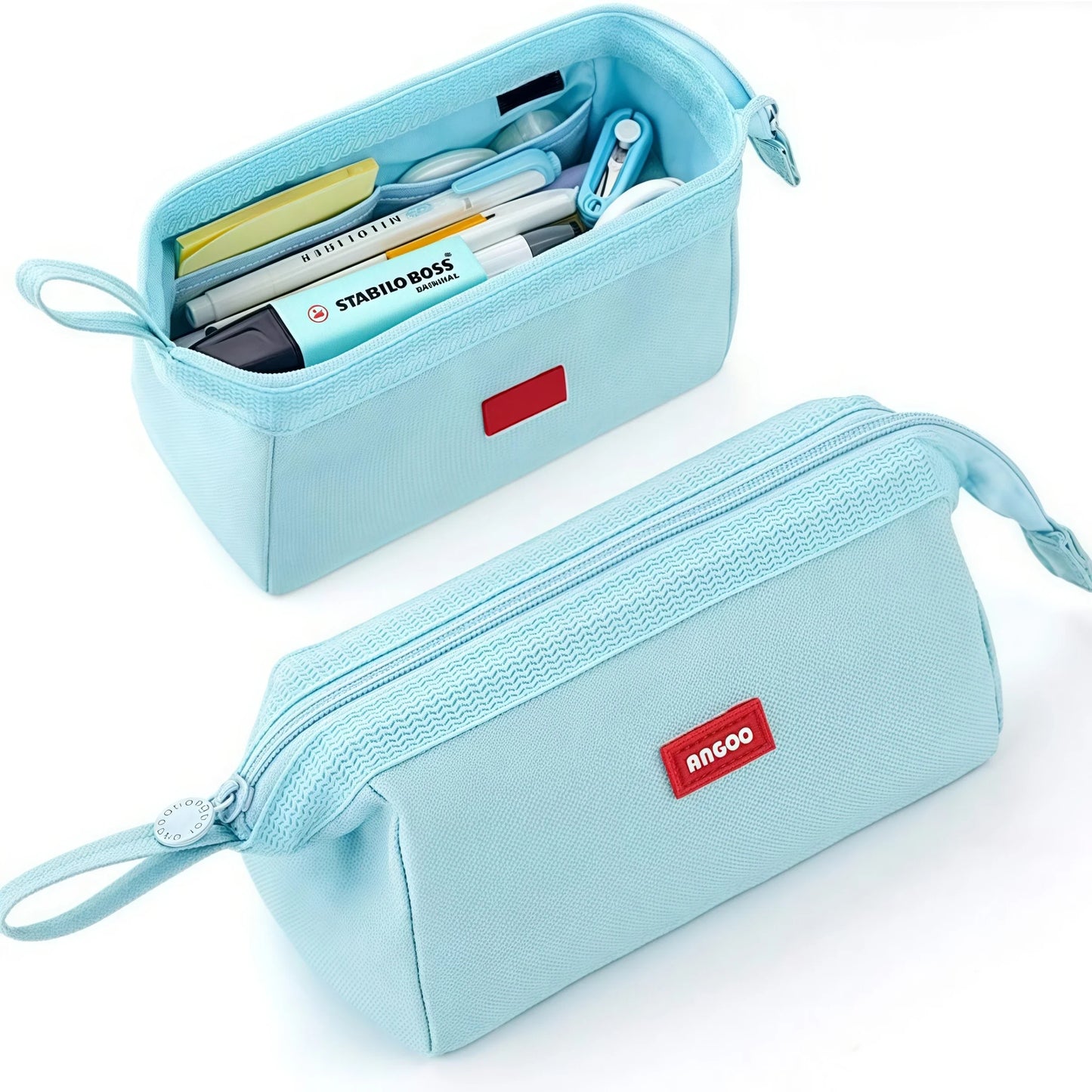 Trousse à Crayons Grande Capacité avec Porte-Étiquette – Style Minimaliste, 7 Couleurs