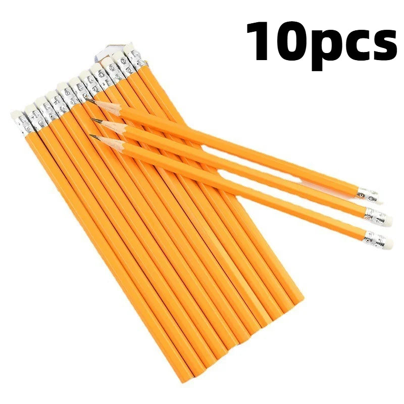 Crayons HB avec Gomme Intégrée – Écriture Fluide – Lot de 5 ou 10 – École & Bureau