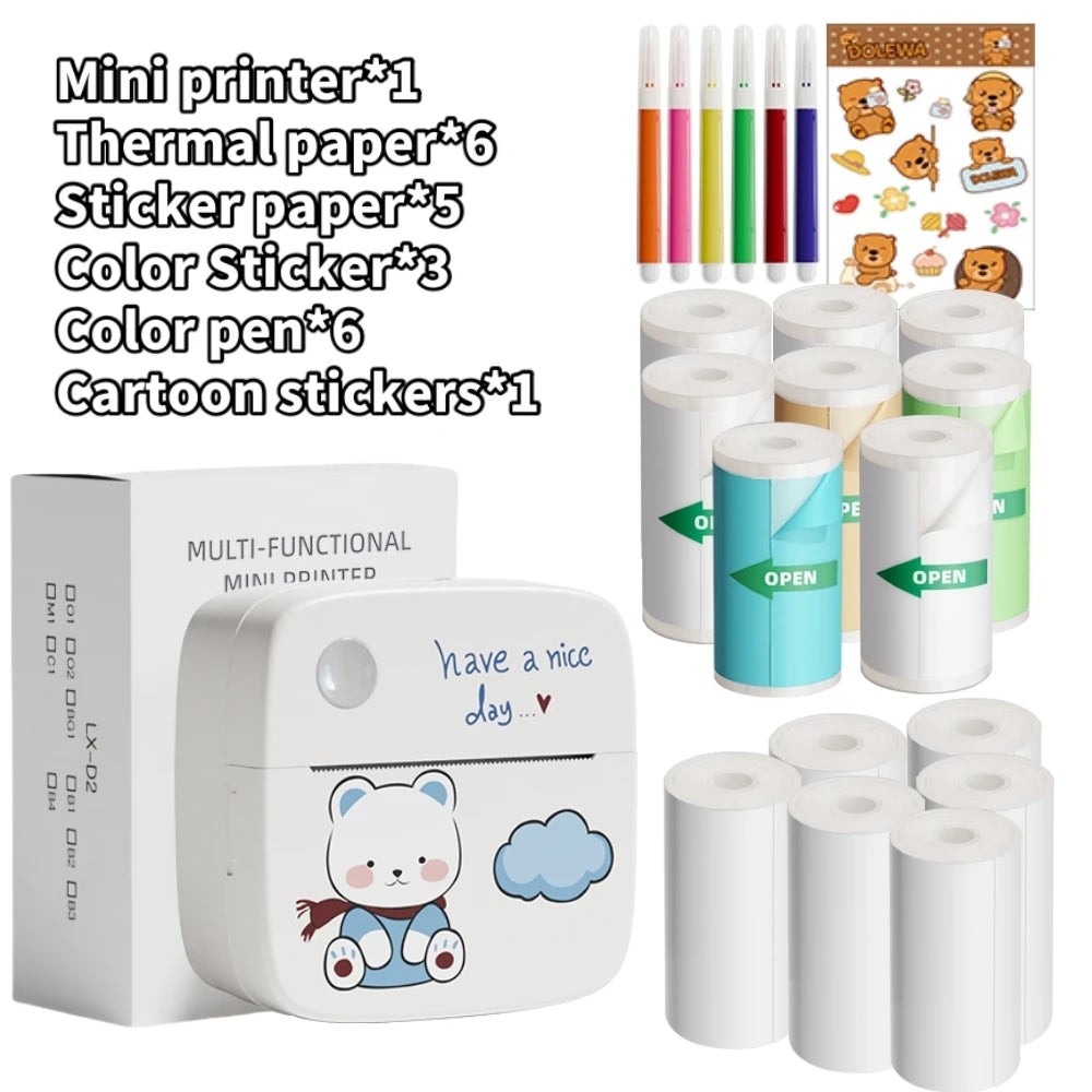 Mini Imprimante Thermique Portable DOLEWA D2 – Bluetooth, Sans Encre, Étiquettes & Photos