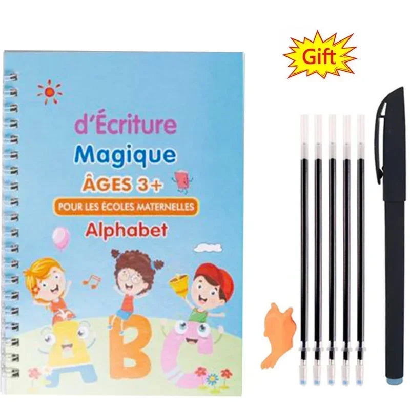 Cahier Magique Réutilisable – Alphabet, Chiffres, Maths & Dessin – Enfants – 4 Thèmes