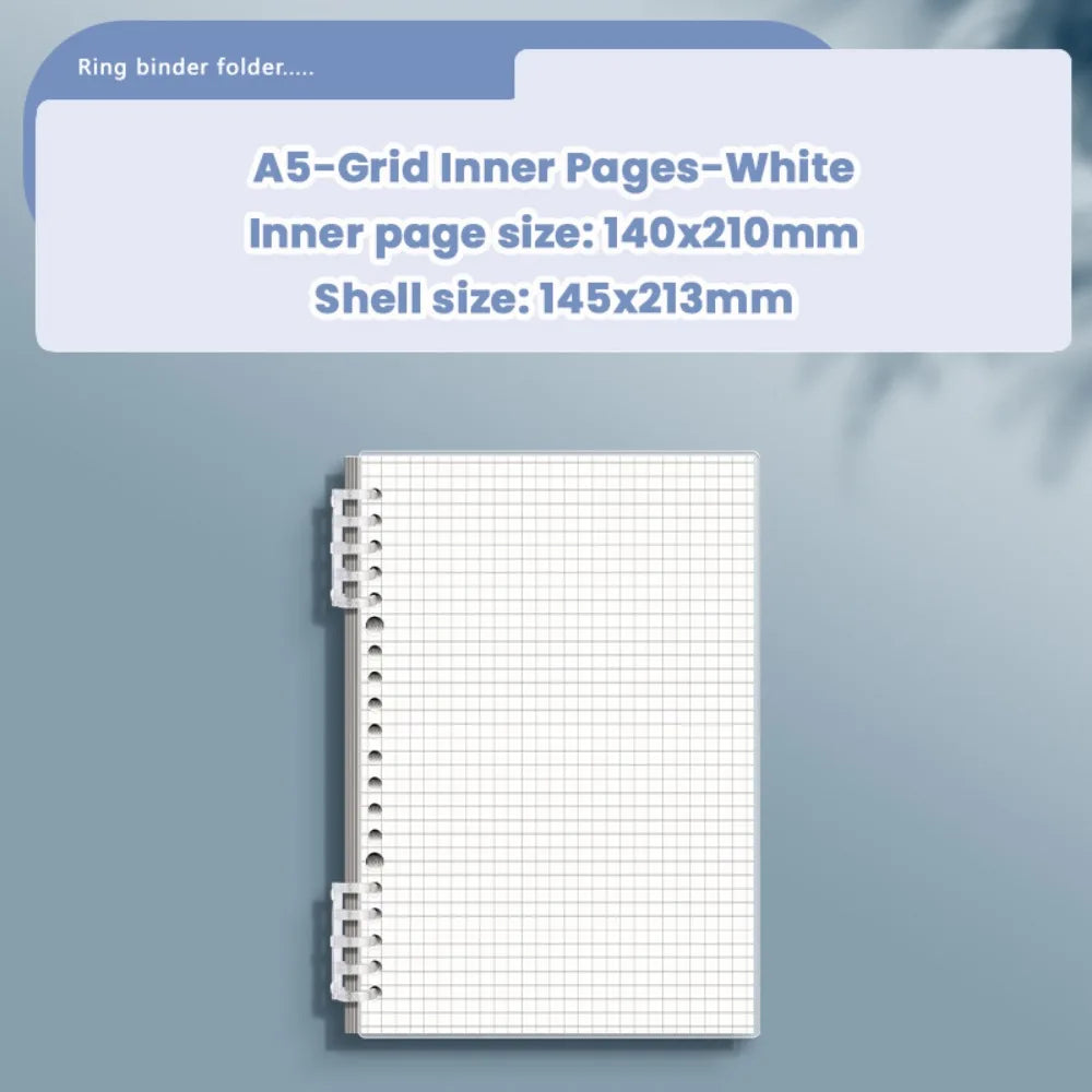 Cahier à Feuilles Mobiles A4/A5 – 60 Feuilles, Ligné ou Quadrillé, Couverture Transparente