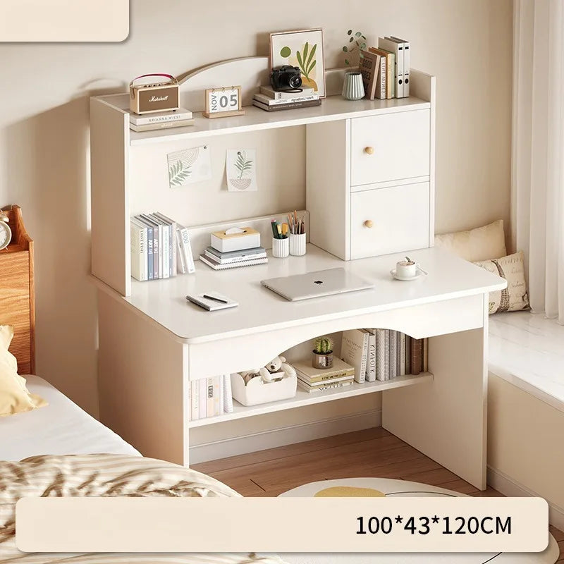 Bureau-Bibliothèque Intégré – Bureau Étudiant avec Rangement, 80 ou 100 cm
