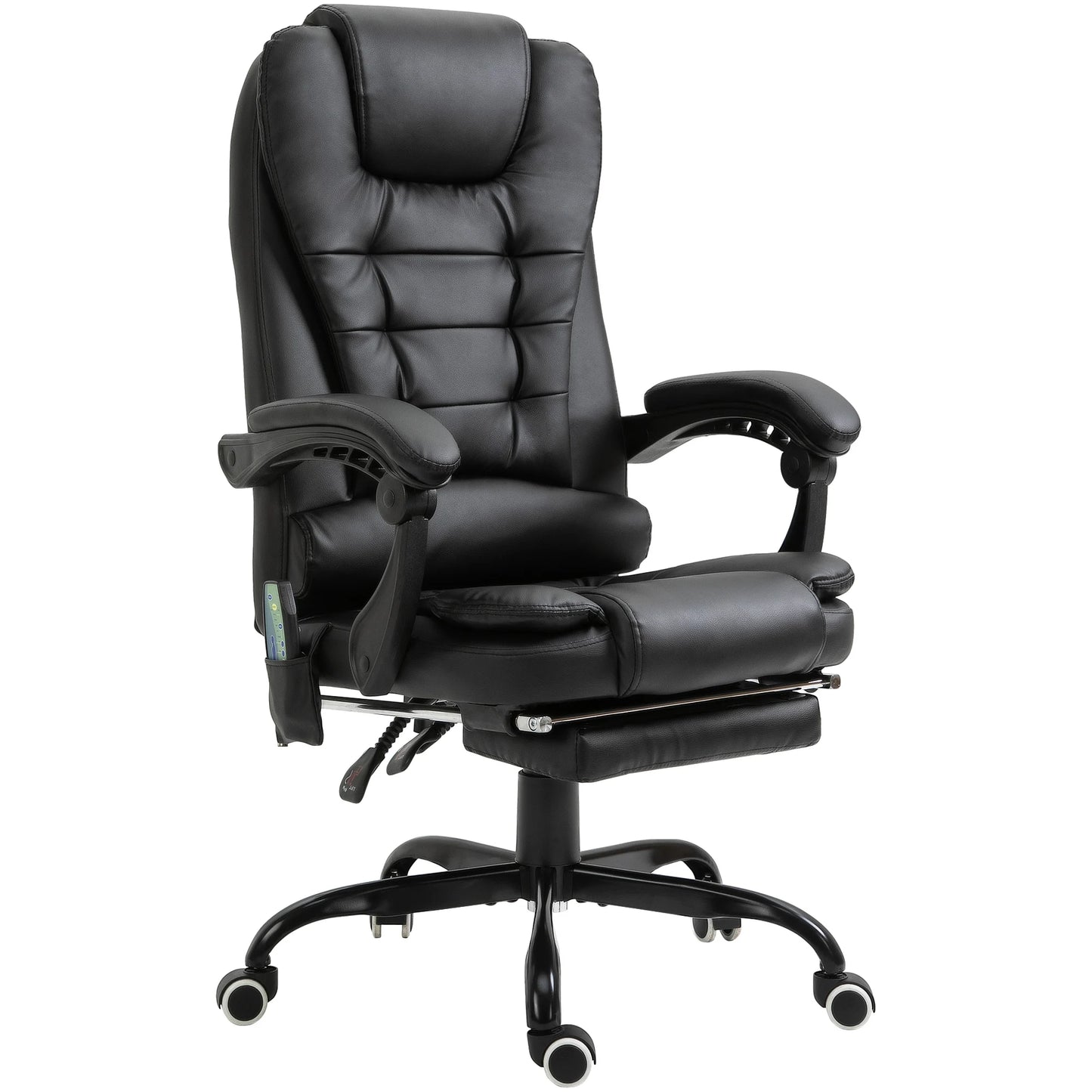 Chaise de Bureau Massante Vinsetto – 7 Points de Massage, Repose-pieds Rétractable, Dossier 155°
