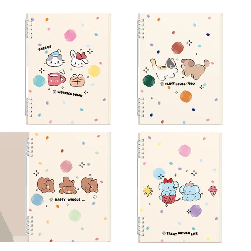 Cahier à Feuilles Mobiles Cartoon – Super Épais, Couverture Imperméable, Style INS, Format A5