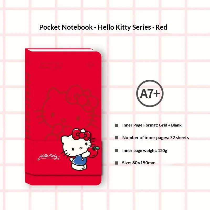 Carnet Pocket A7 Kinbor x Sanrio – Hello Kitty & BB Series, Quadrillé/Vierge, Journal Portable