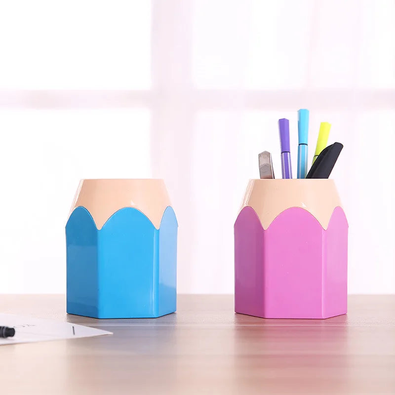 Porte-Stylos en Bois – Forme Tête de Crayon – Organiseur Bureau Style Coréen